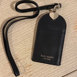 Kate Spade Black Lanyard with Silver Heart